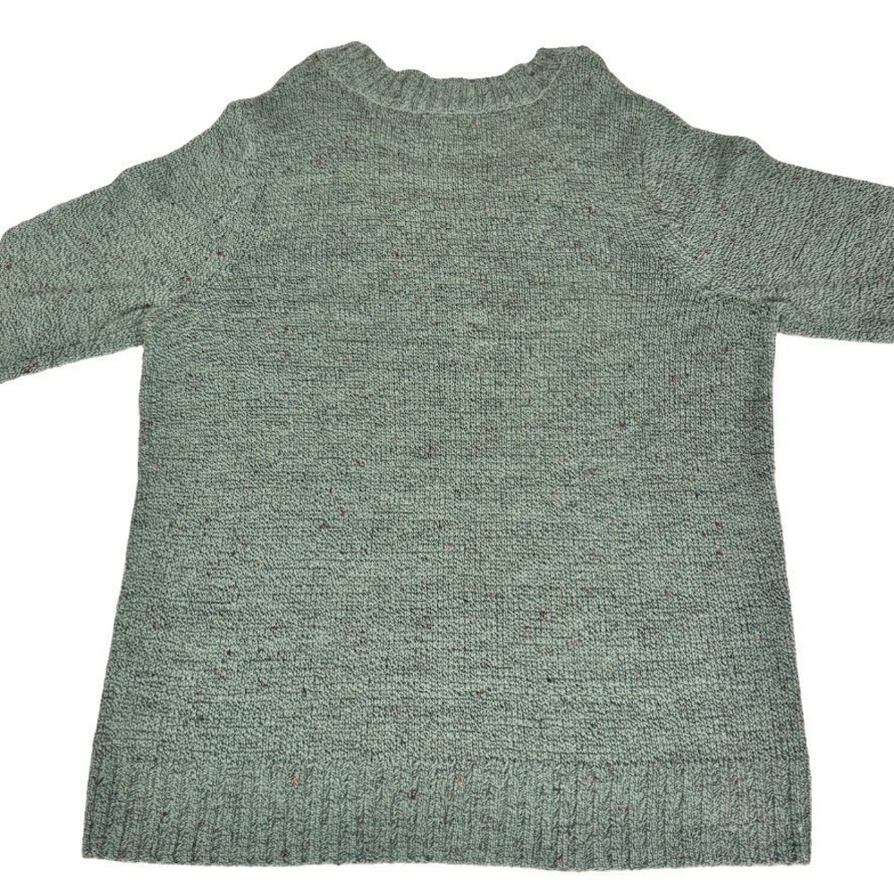 Dressbarn Pullover Womens 1X Green 3/4 Sleeve Marled Confetti V-Neck Sweater - Picture 4 of 10